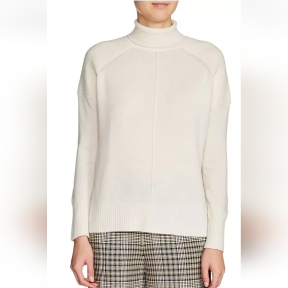 maje moby 100% cashmere Turtleneck Sweater Off-White cream lightweight women's 2 - Picture 16 of 16
